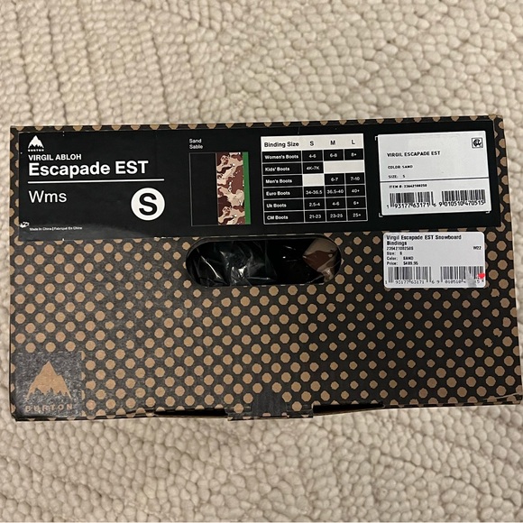 Virgil x Burton Snowboard Bindings Escapade EST Off White Small - Picture 7 of 7